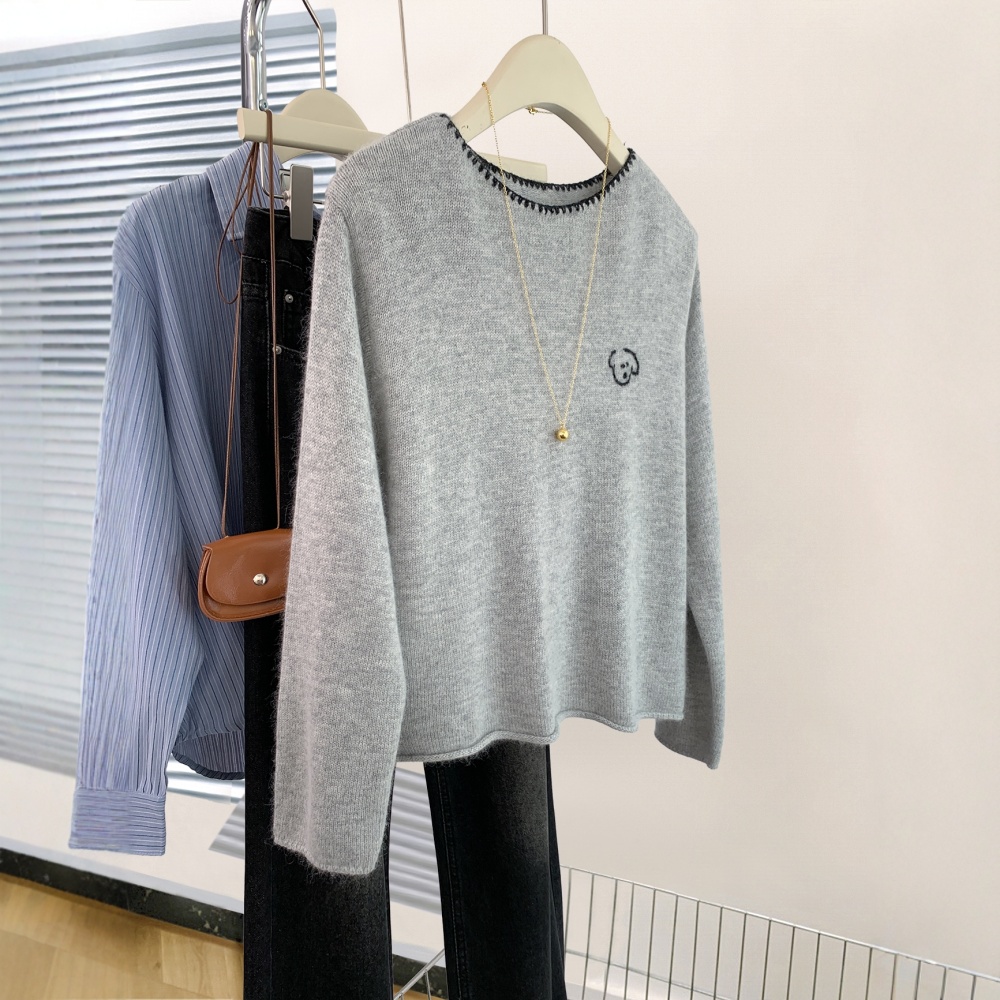 Line apricot sweater long sleeve puppy bottoming shirt