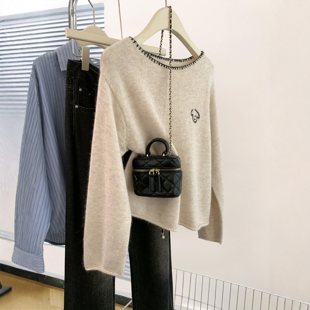 Line apricot sweater long sleeve puppy bottoming shirt