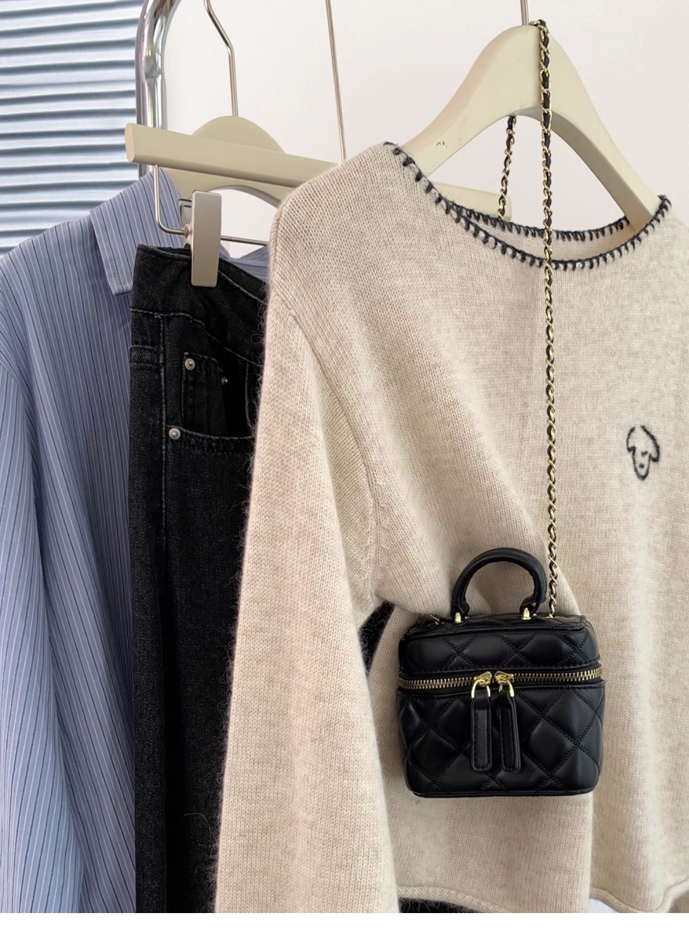 Line apricot sweater long sleeve puppy bottoming shirt