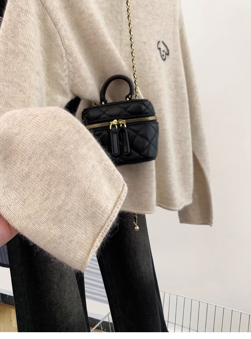 Line apricot sweater long sleeve puppy bottoming shirt