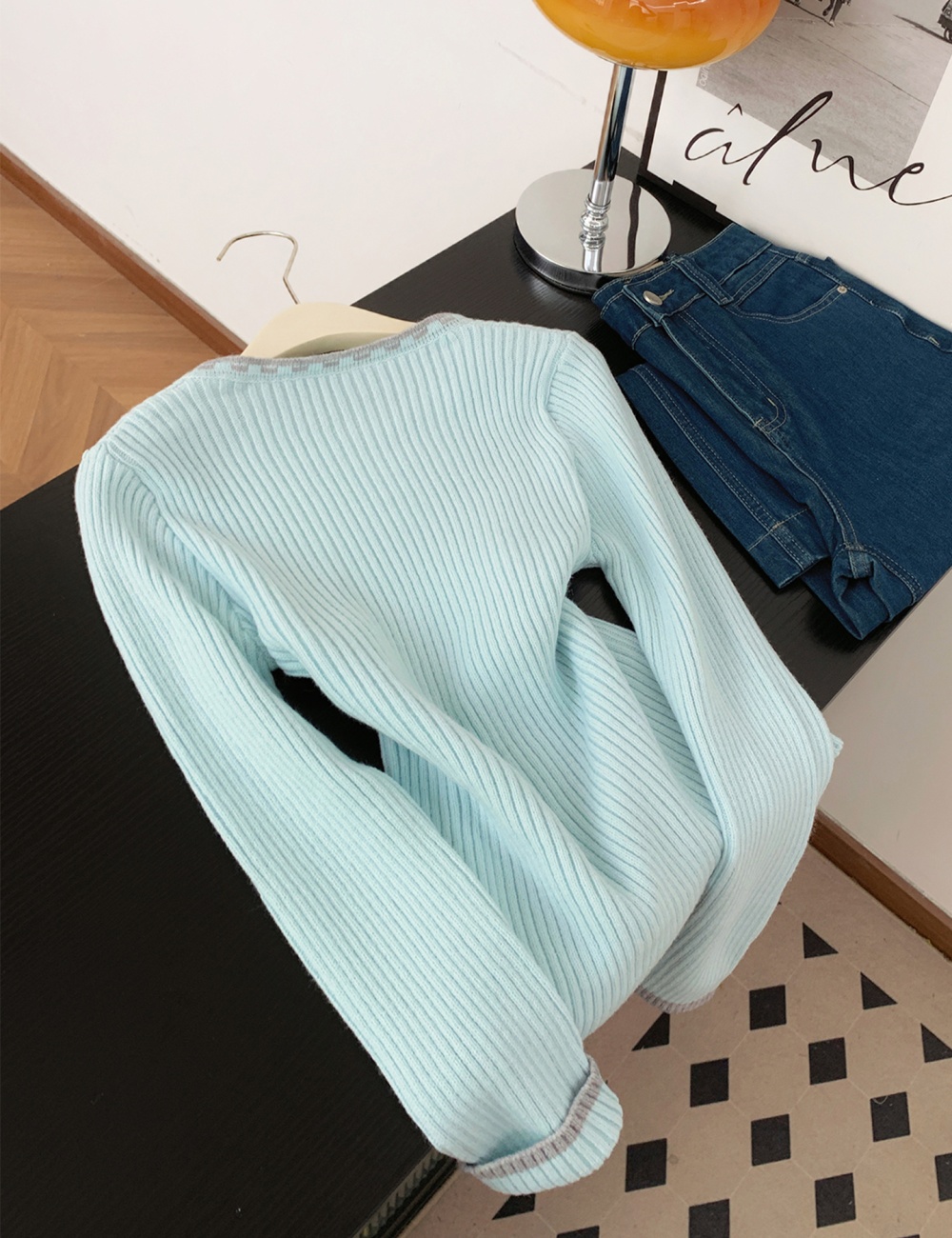 Show young round neck tops knitted pullover sweater for women