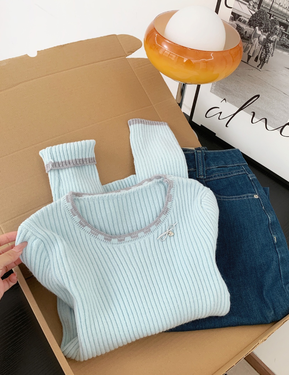 Show young round neck tops knitted pullover sweater for women