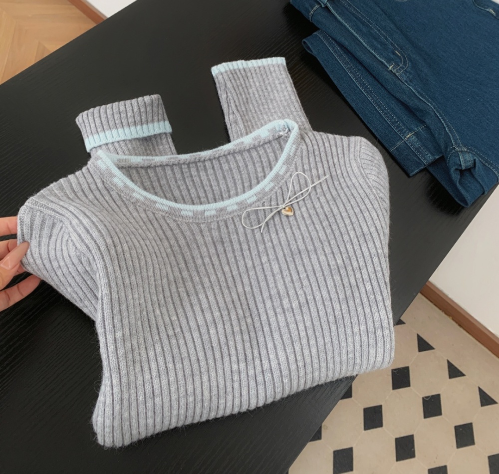 Show young round neck tops knitted pullover sweater for women