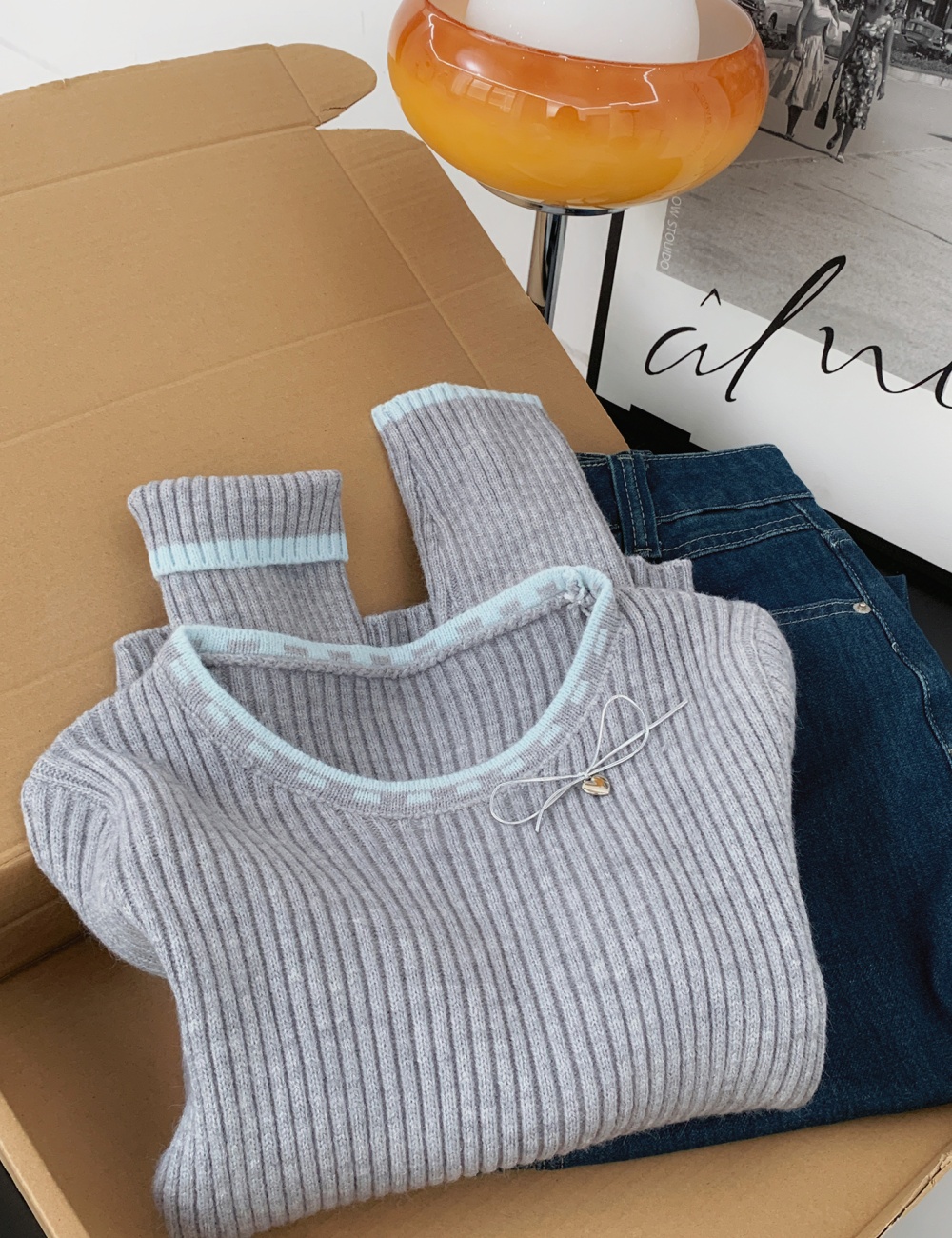 Show young round neck tops knitted pullover sweater for women