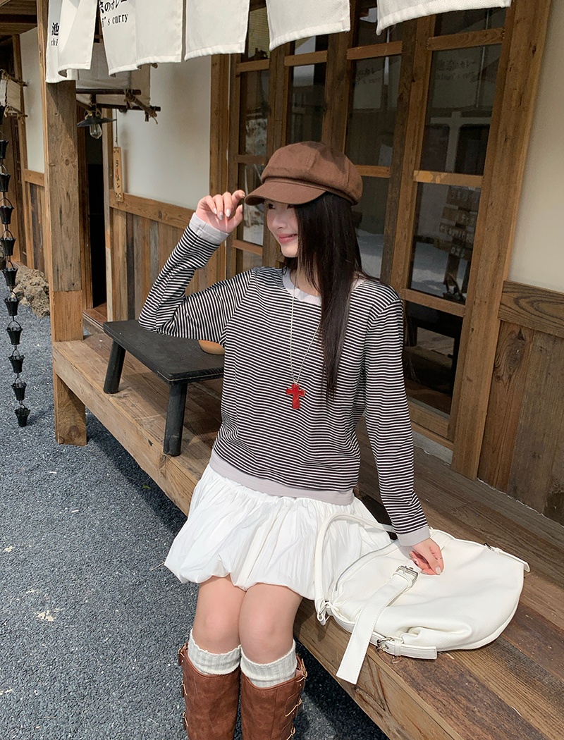 Long sleeve T-shirt mixed colors tops for women