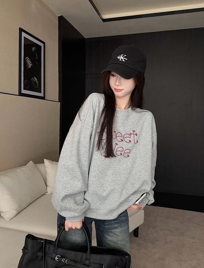 Embroidered flowers autumn and winter Korean style tops