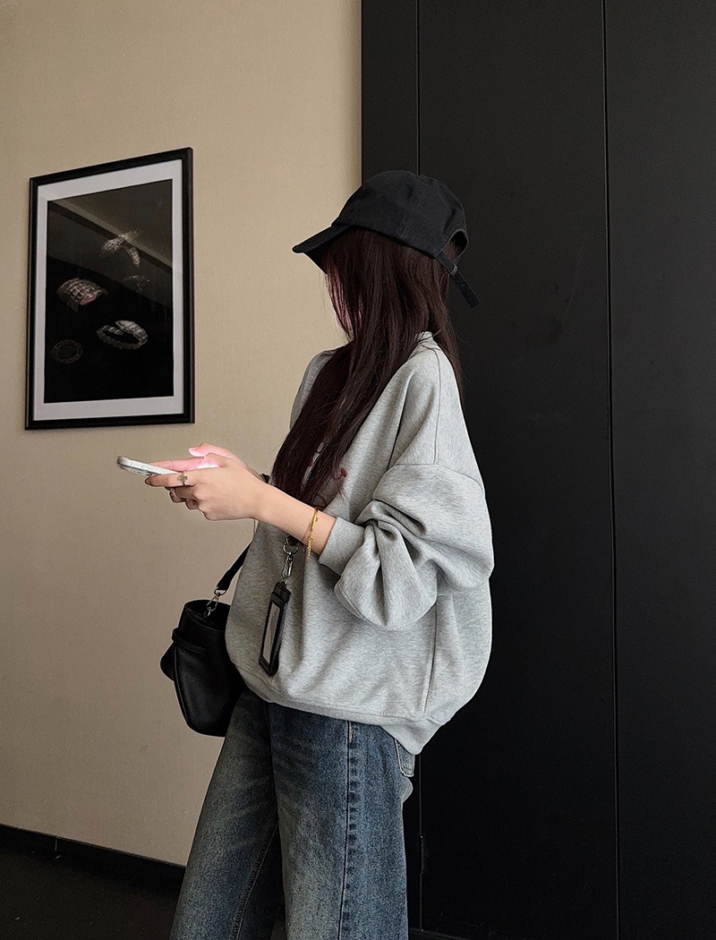 Embroidered flowers autumn and winter Korean style tops