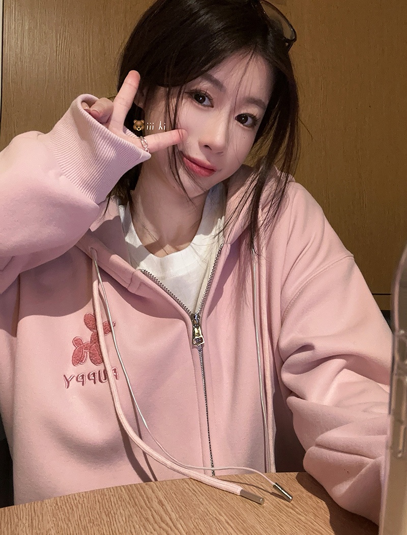 Thermal zip cardigan thick autumn and winter tops