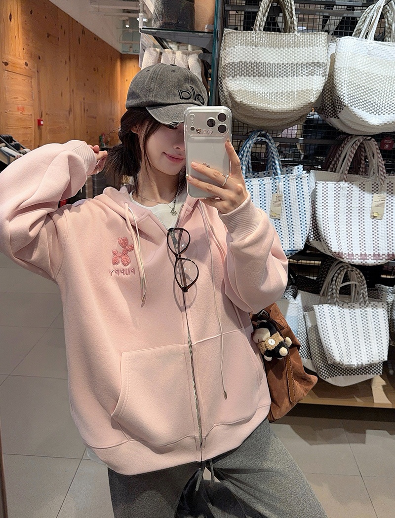 Thermal zip cardigan thick autumn and winter tops