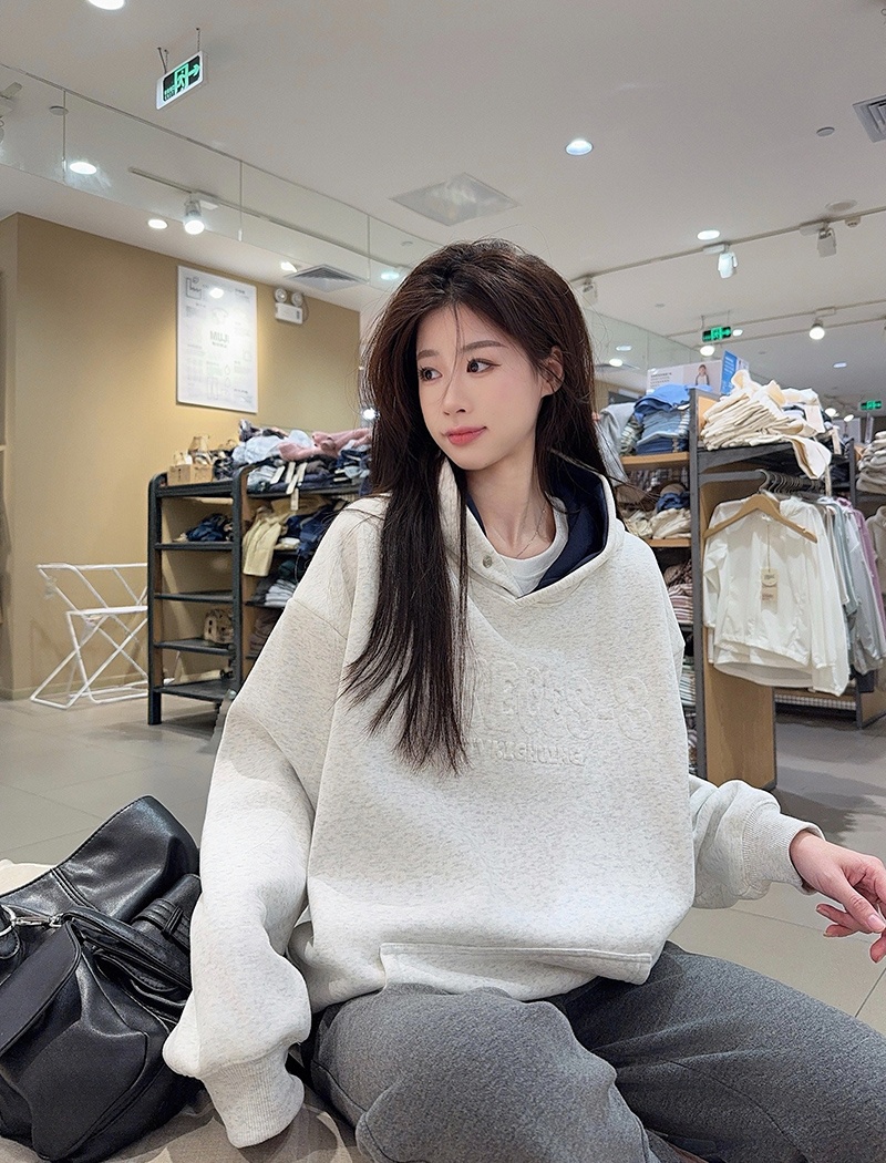 Hooded thermal tops thick plus velvet hoodie for women