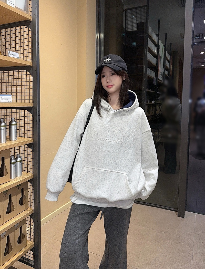 Hooded thermal tops thick plus velvet hoodie for women