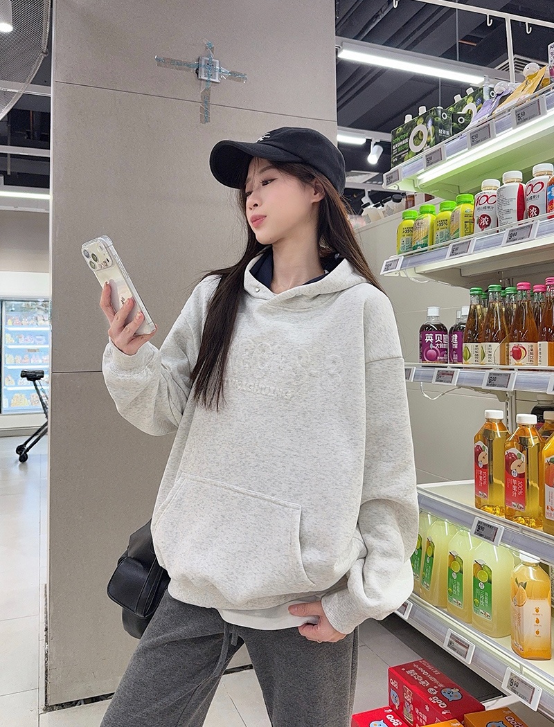 Hooded thermal tops thick plus velvet hoodie for women