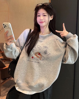 Long large yard round neck hoodie cartoon thermal tops