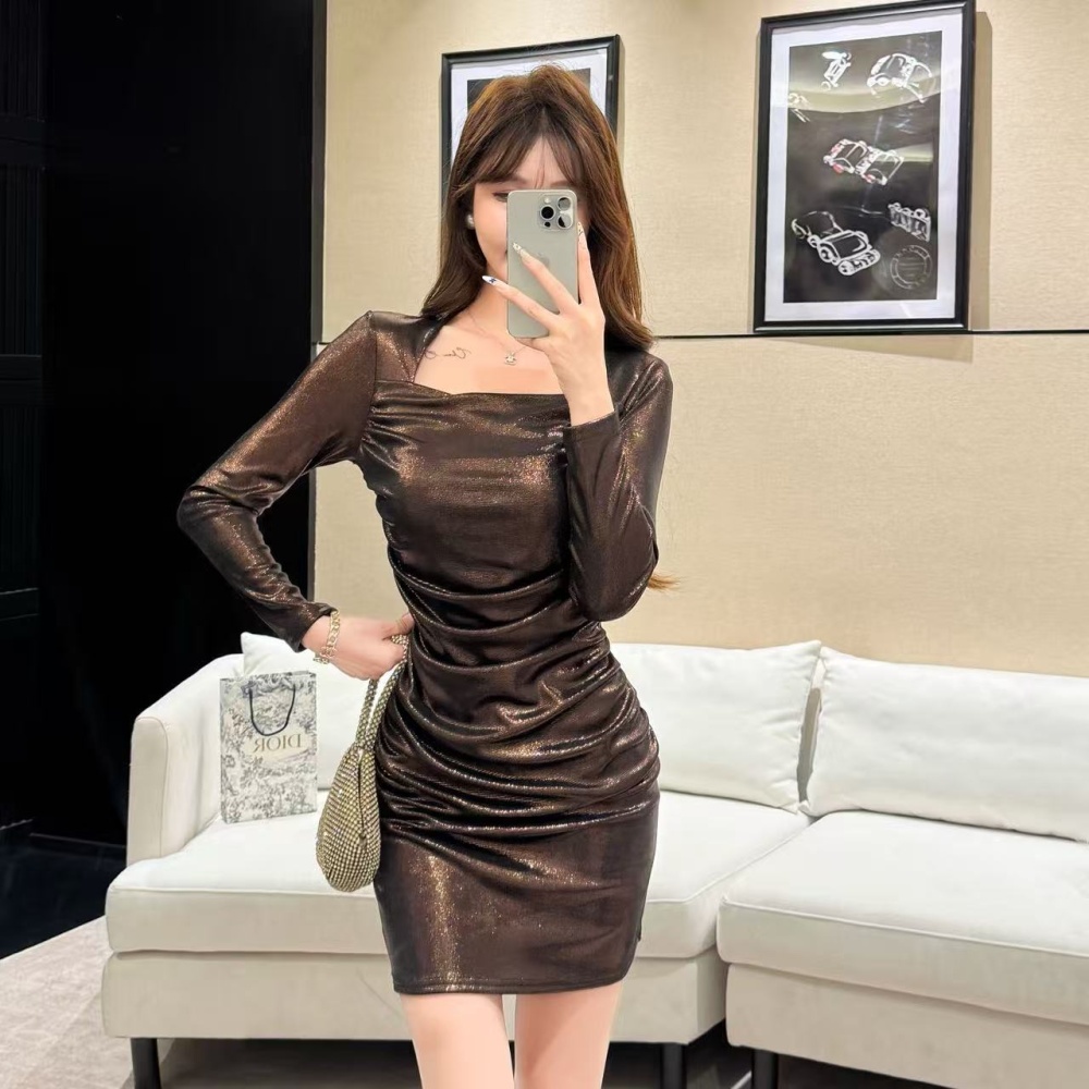 Long sleeve package hip temperament dress