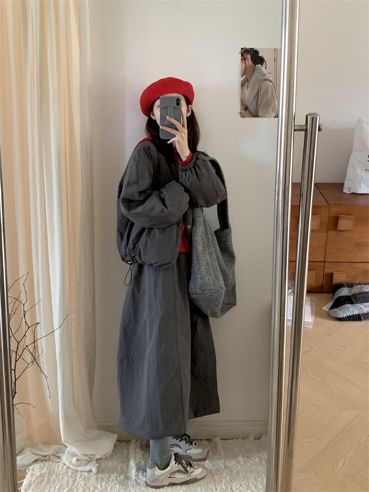 Gray cotton coat coat a set for women