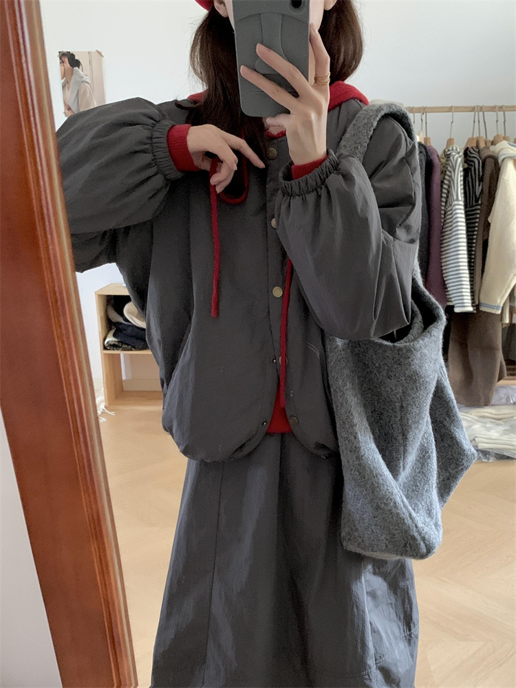 Gray cotton coat coat a set for women