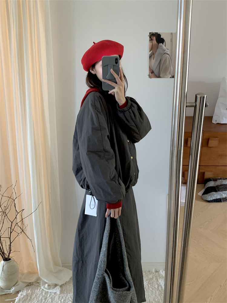 Gray cotton coat coat a set for women