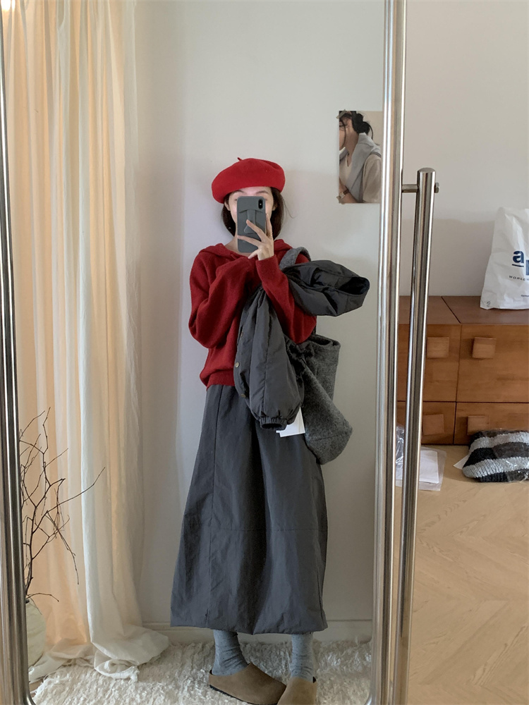 Gray cotton coat coat a set for women