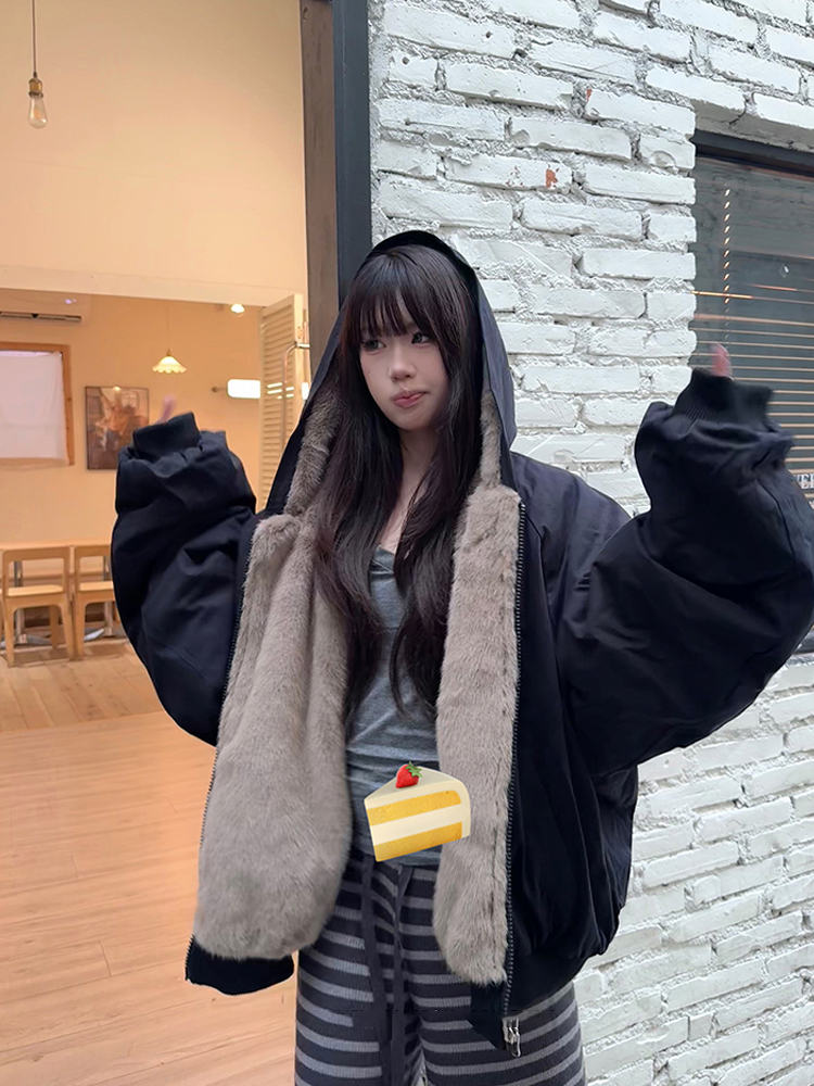 Korean style wear coat short loose cotton coat for women