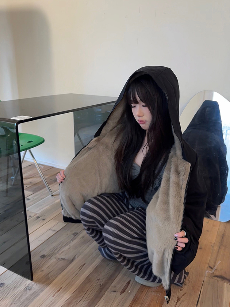 Korean style wear coat short loose cotton coat for women