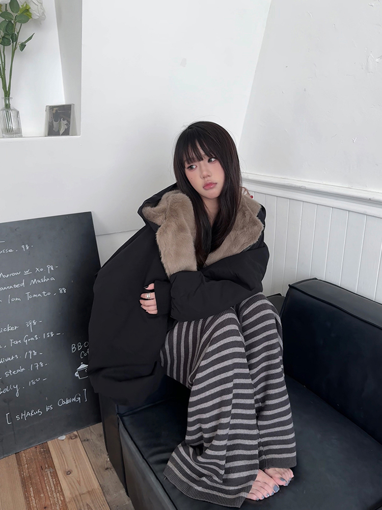 Korean style wear coat short loose cotton coat for women