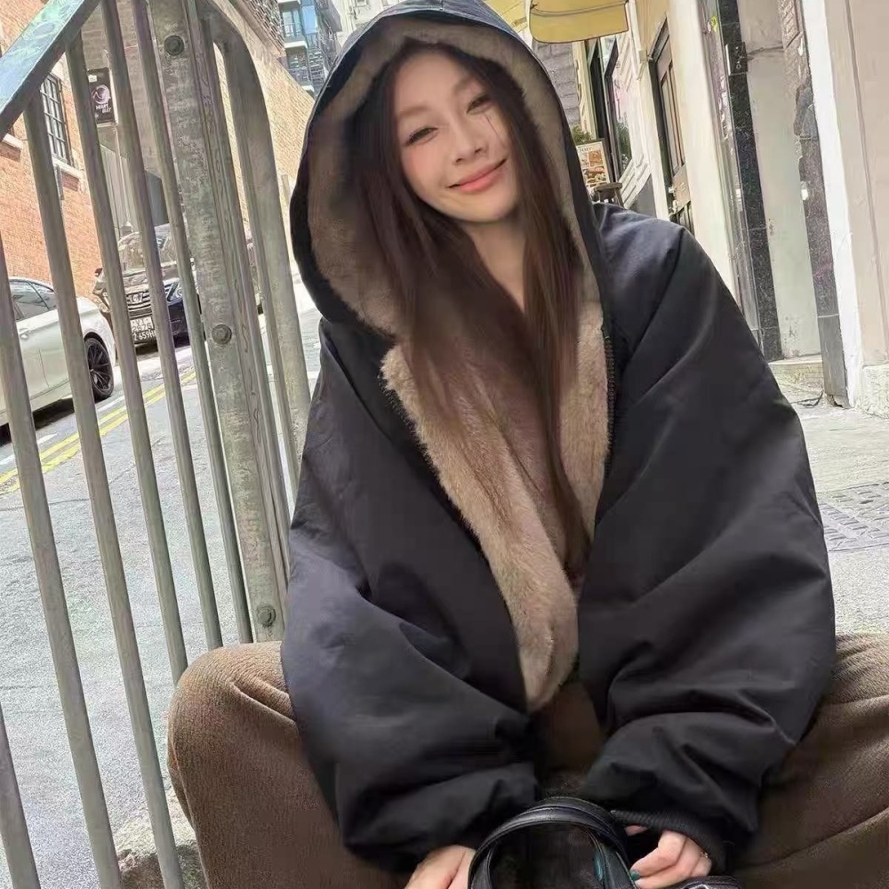 Korean style wear coat short loose cotton coat for women