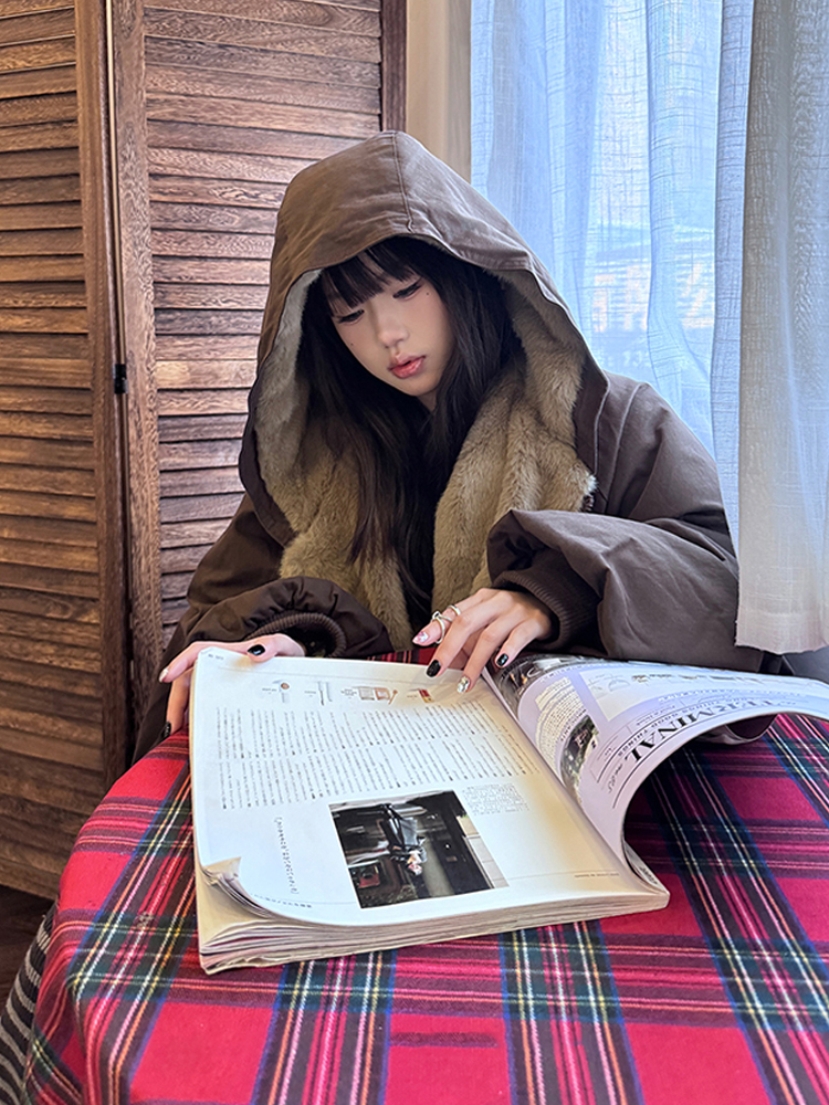 Korean style wear coat short loose cotton coat for women