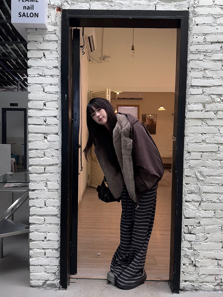 Korean style wear coat short loose cotton coat for women