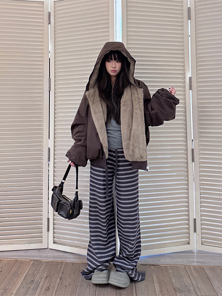 Korean style wear coat short loose cotton coat for women