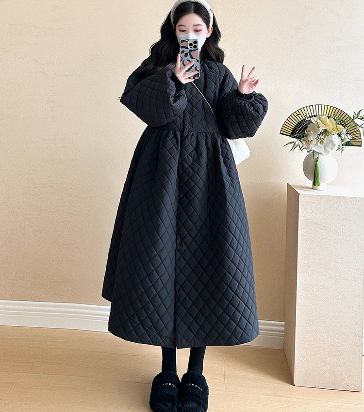 Large yard loose winter cotton coat long thick dress