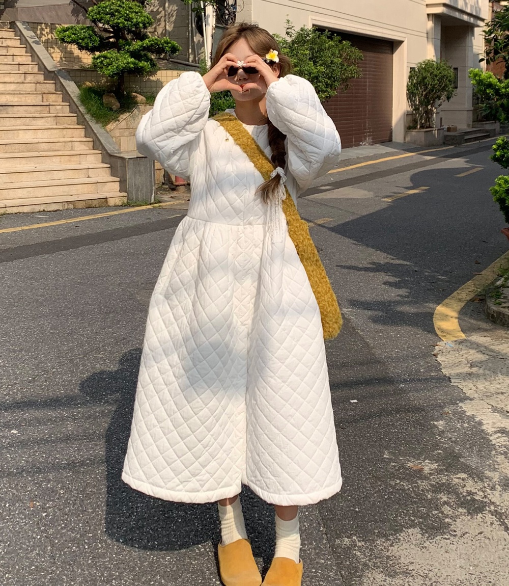 Large yard loose winter cotton coat long thick dress