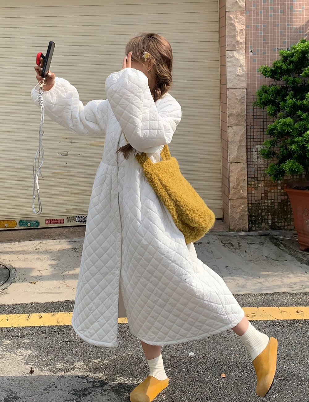 Large yard loose winter cotton coat long thick dress