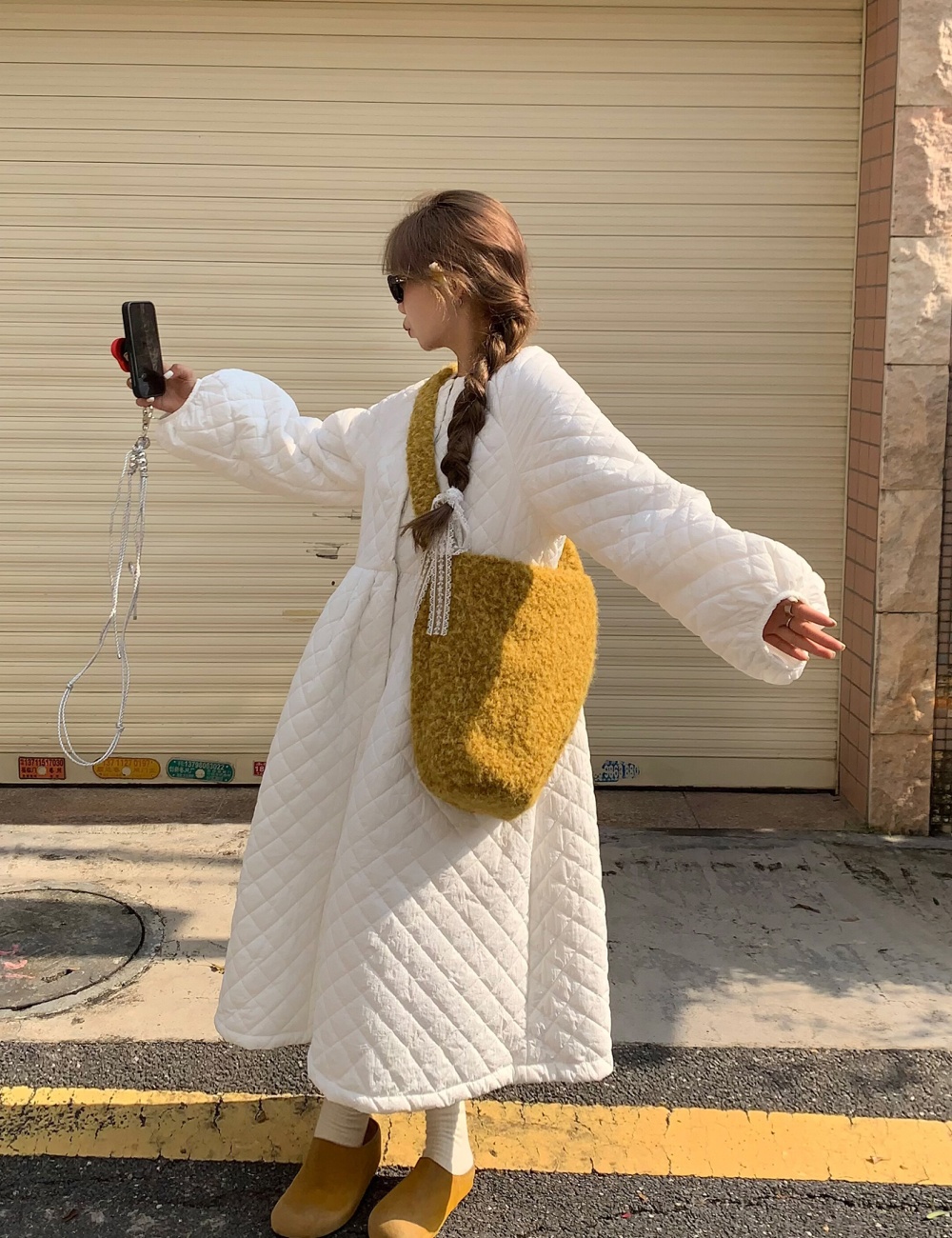 Large yard loose winter cotton coat long thick dress