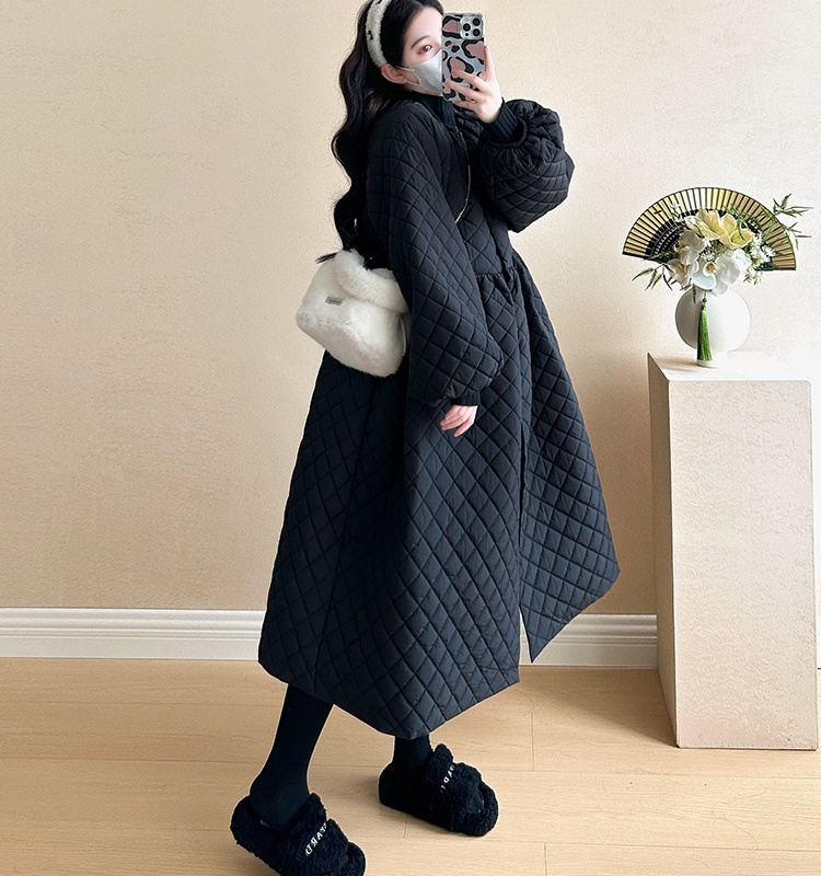 Large yard loose winter cotton coat long thick dress