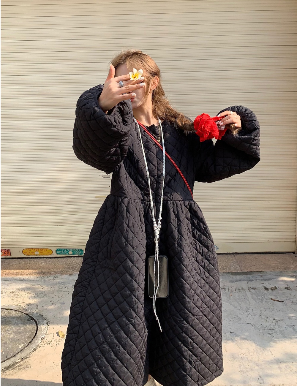 Large yard loose winter cotton coat long thick dress