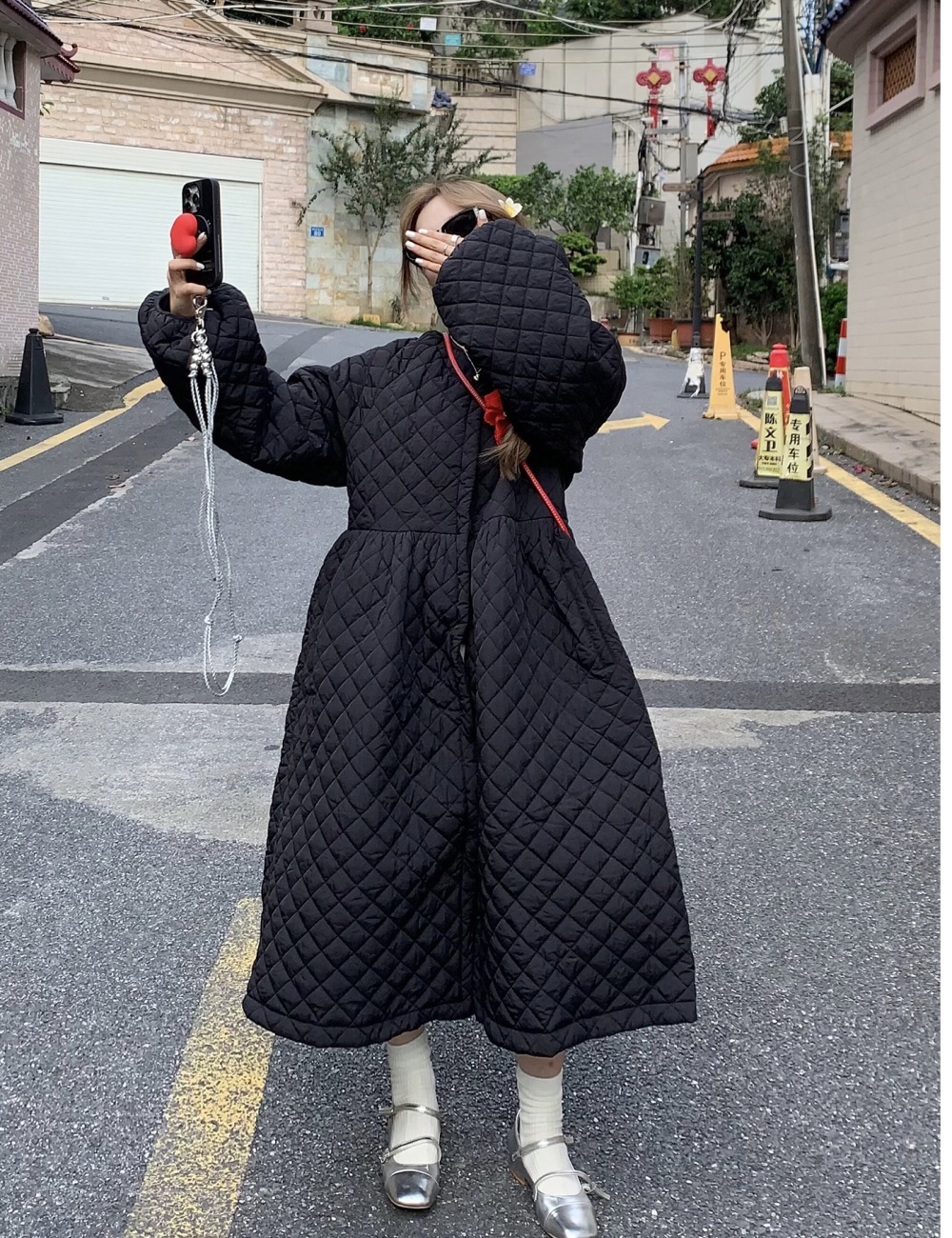 Large yard loose winter cotton coat long thick dress