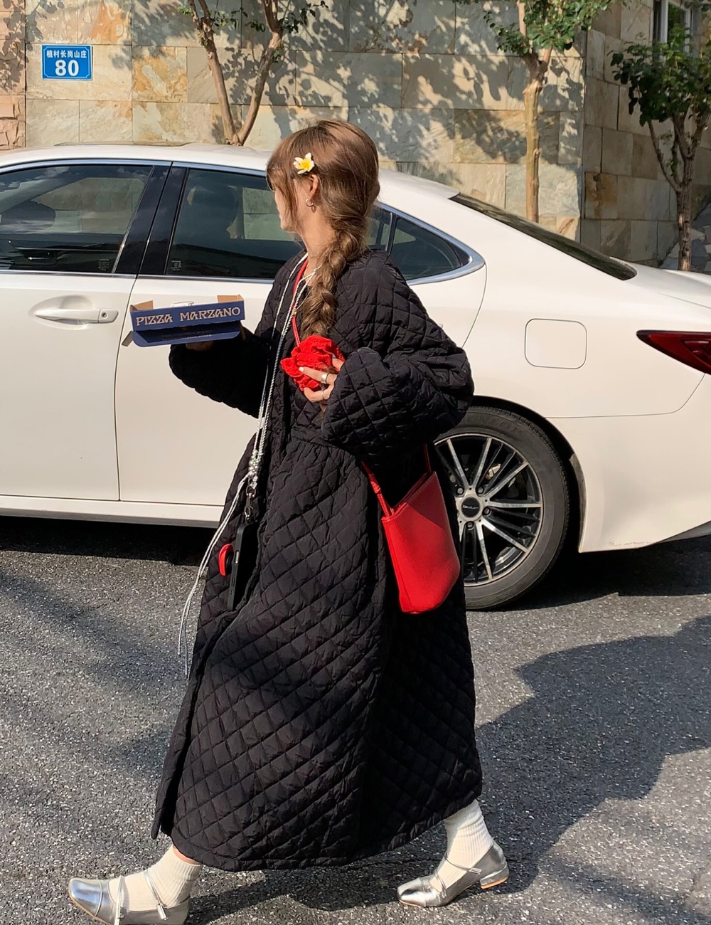 Large yard loose winter cotton coat long thick dress