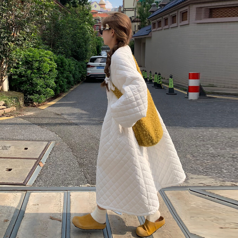 Large yard loose winter cotton coat long thick dress