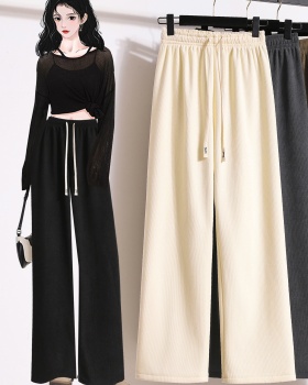 Loose slim high waist wide leg pants for women