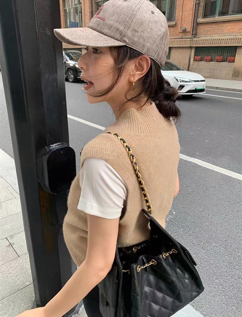 Simple V-neck tops temperament short vest for women