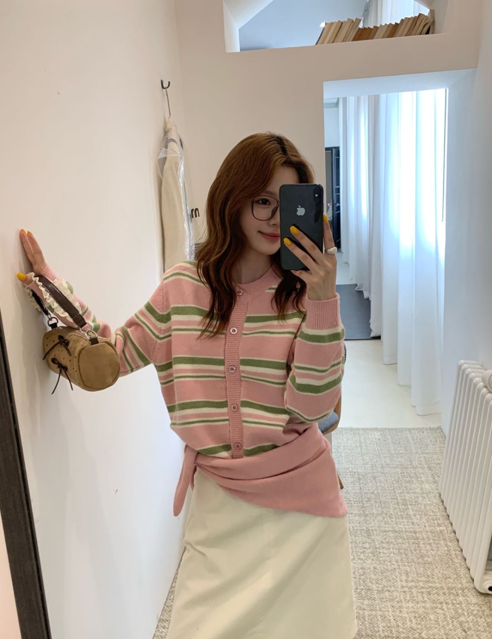 Loose Korean style sweater stripe shawl for women