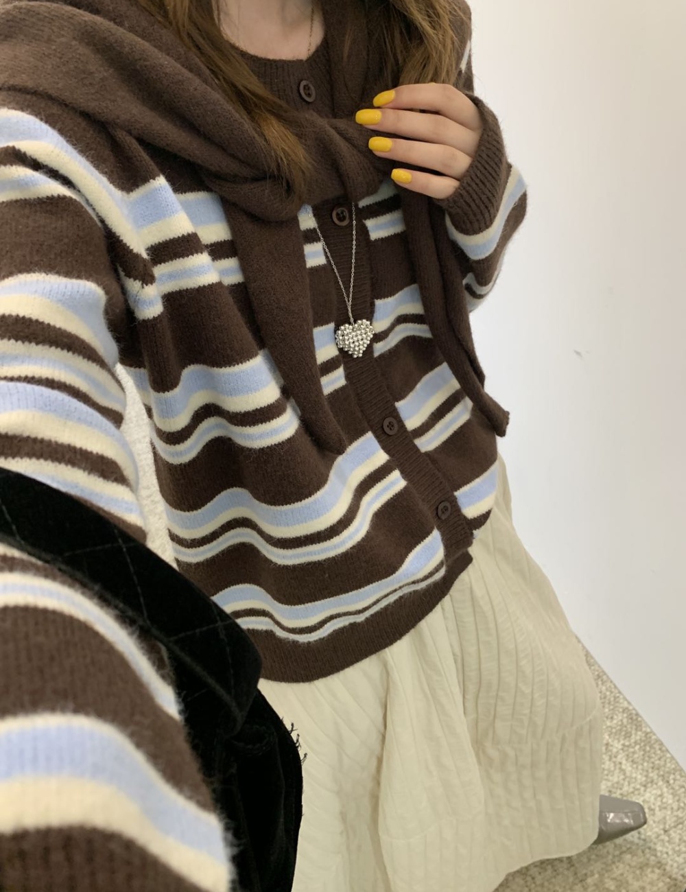 Loose Korean style sweater stripe shawl for women