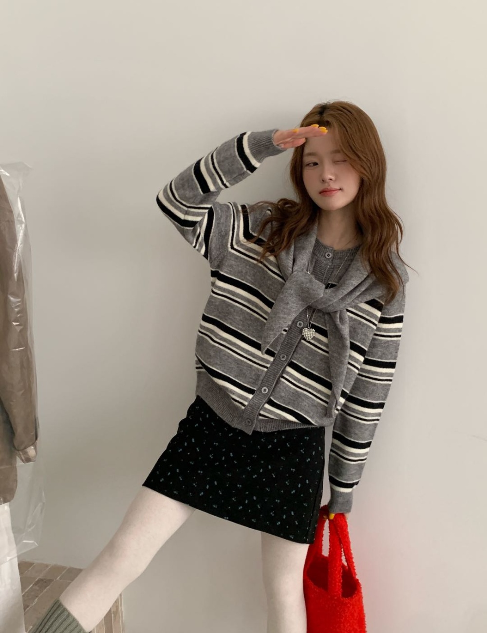 Loose Korean style sweater stripe shawl for women