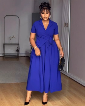 Pinched waist bandage elegant European style commuting dress