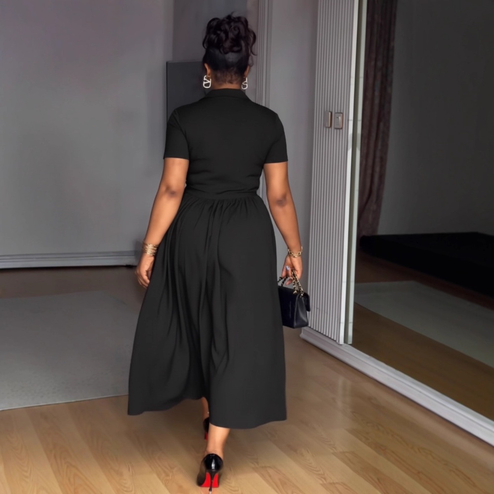 Pinched waist bandage elegant European style commuting dress