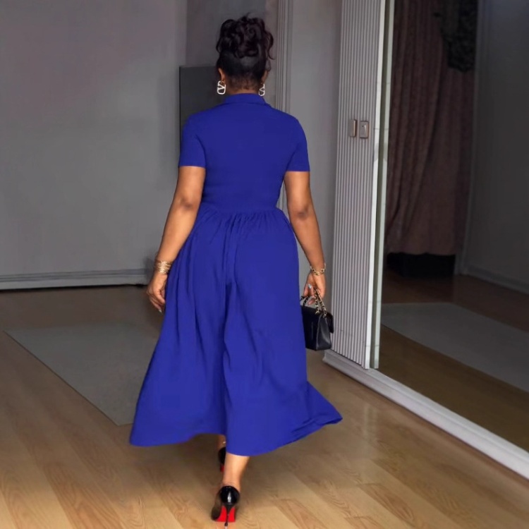 Pinched waist bandage elegant European style commuting dress