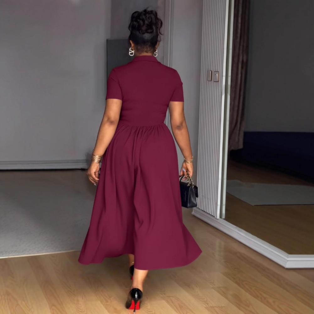 Pinched waist bandage elegant European style commuting dress