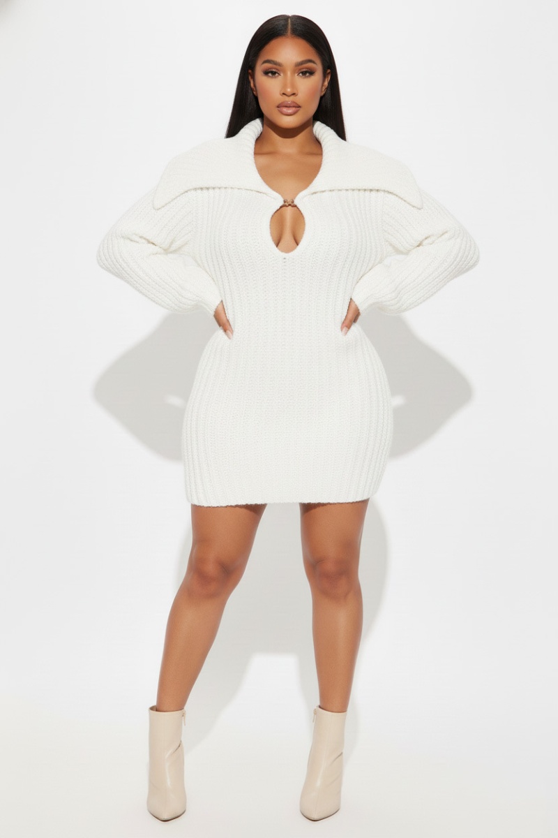 Lantern sleeve slim winter elasticity sweater dress