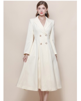 France style double-breasted coat pinched waist windbreaker