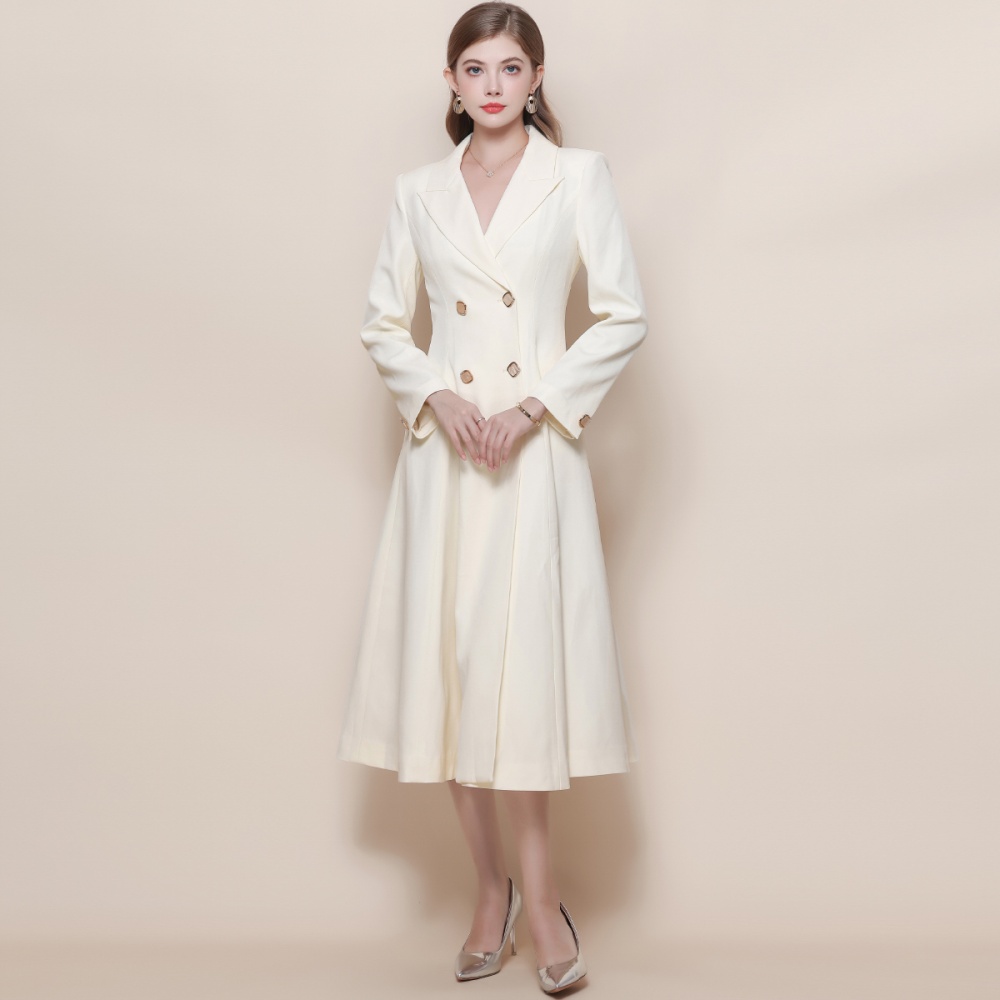 France style double-breasted coat pinched waist windbreaker